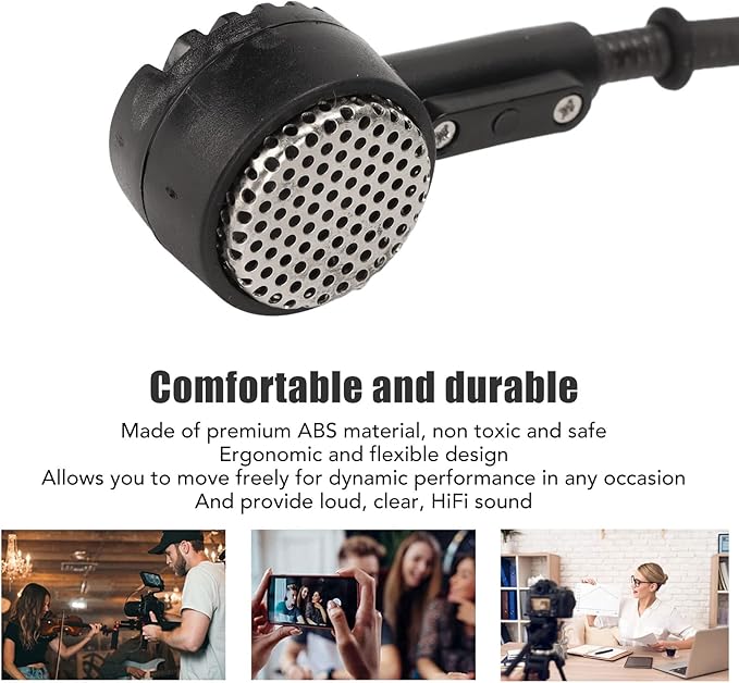 Headworn Microphone with Dynamic Transducer for HiFi Sound 5m Long Cable Earhook Microphone with 6.35mm Jack for Karaoke Systems Lecturers and Presenters