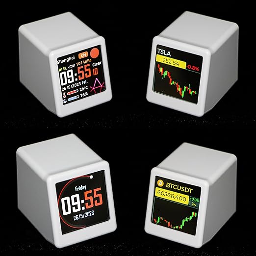 Vastarry Bitcoin Stock Ticker Monitor Display Digital Clock Weather Temperature Humidity and Picture Playback Wi-Fi Enabled and Photo Slideshow Capabilities (Yellow)