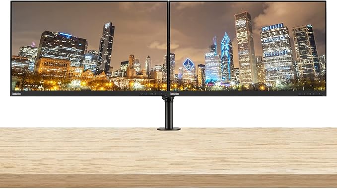Lenovo ThinkVision S24e-20 23.8 Full HD 1920 x 1080 WLED LCD Monitor 2-Pack 250 Nit FreeSync HDMI-VGA Raven Black Bundle with Adjustable Desk Mount Monitor Stand