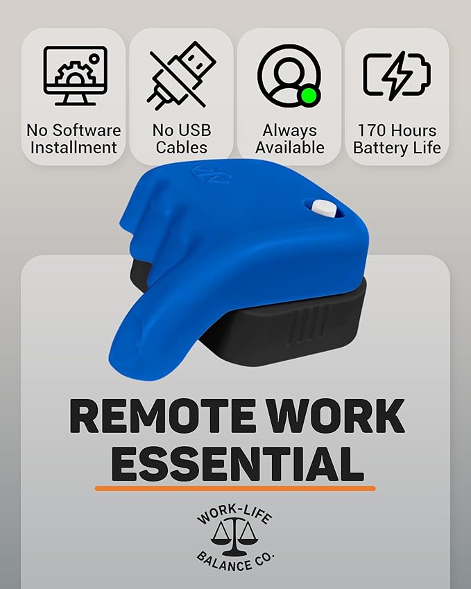 Work-Life Balance Rechargeable Trackpad Jiggler - Undetectable Mechanical Mouse Mover for Laptop Automatic Shaker to Keep Screen Active Cordless Device Remote Work Trackpad Tech Essential - Blue