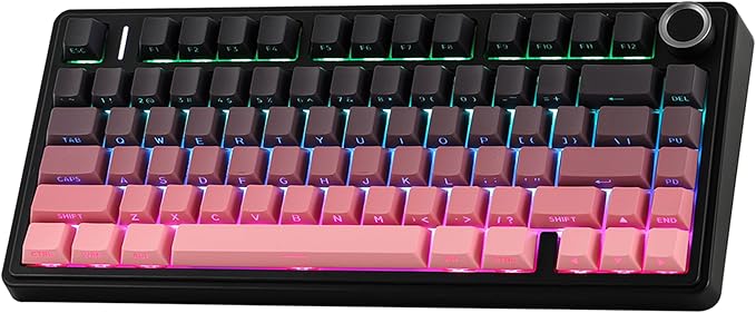 EPOMAKER X Aula F75 75% Wireless Gaming Keyboard BT/2.4GHz/USB-C Hot Swappable Creamy Mechanical Keyboard with 5-Layer Padding&ampKnob NKRO RGB (Black Pink Reaper)