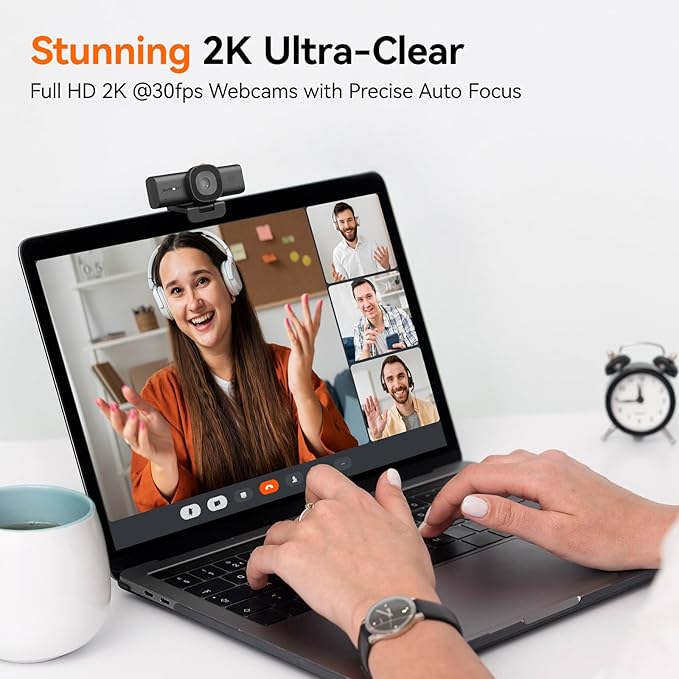 SVBONY 2K Webcam for PC Computer Camera with Low-Light 3D Noise Reduction&ampDual AI-Noise Canceling Mics Web Cam with Privacy Cover USB A-to-C Plug&ampPlay PC Camera for Video CallingTeamsStr