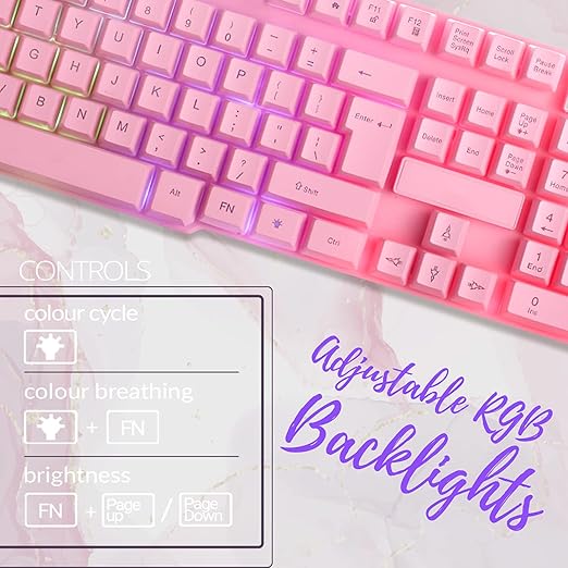Pink Gaming Keyboard and Mouse Headset Headphones and Mouse pad Wired LED RGB Backlight Bundle Pink PC Accessories for Gamers and Xbox and PS4 PS5 Nintendo Switch Users - 4in1 Edition Hornet RX-250