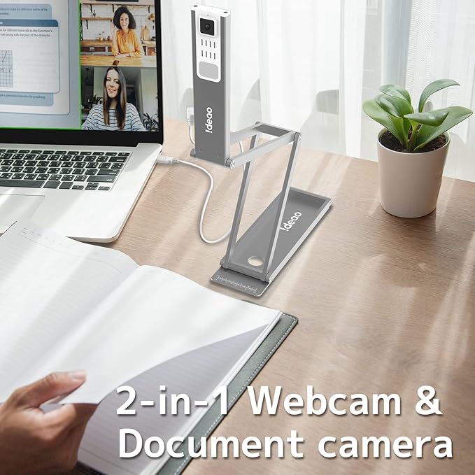 Ideao DC400 4K USB Document Camera Webcam &amp Scanner 3-in-1 13MP 4K/30fps 1080/60fps Autofocus Built-in Mic and LED lamp OCR Win Mac Chromebook Meetings Distance Learning &amp Teaching
