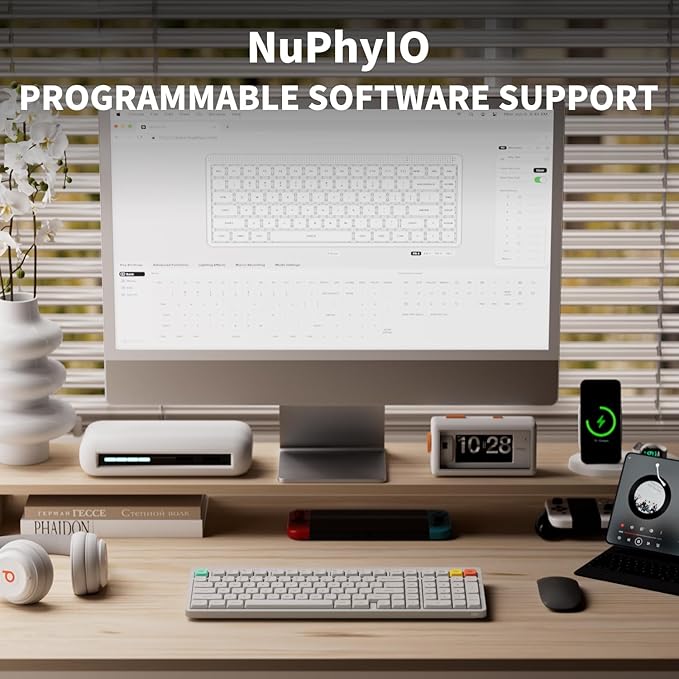 nuphy Node100 Wireless Mechanical Keyboard Hot Swappable Custom Low Profile Keyboard 103 Keys Computer Gaming Keyboards Supports Touch Gestures PBT Keycaps RGB Backlit Bluetooth/2.4GHz/USB-C