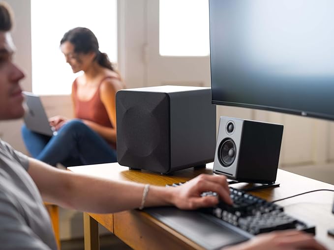 Audioengine A2 Red Computer Speakers with 210W S6 Subwoofer and DS1 Stands