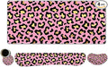 Large Gaming Mouse Pad Set 4 in 1 Extended Keyboard Desk Mat with Wrist Rest PC Computer Game Mousepad Set Non-Slip Desk Pad Easy Typing Pain Relief for Home Office I Pink Leopard Print