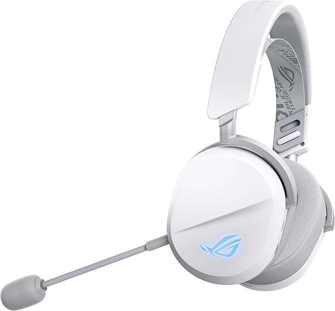 ASUS ROG Pelta Wireless Gaming Headset with Detachable Mic – Tri-Mode (BT 2.4GHz USB-C) 50mm Titanium-Plated Drivers 70Hr Battery Ergonomic Lightweight for PC PS5 PS4 Switch Mobile - White