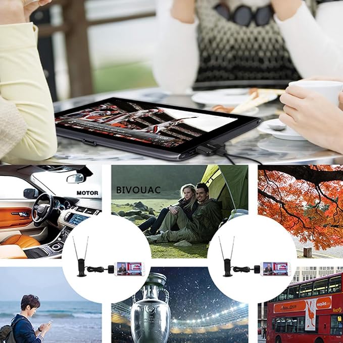 MyGica Mirco USB TV Tuner Card Watching ATSC Digital TV Anywhere Freeview HD TV Receiver Recast Wireless HDTV Stick Tuner Adapter USB TV Antenna for Android Phone Tablet PC Pad No Internet Need
