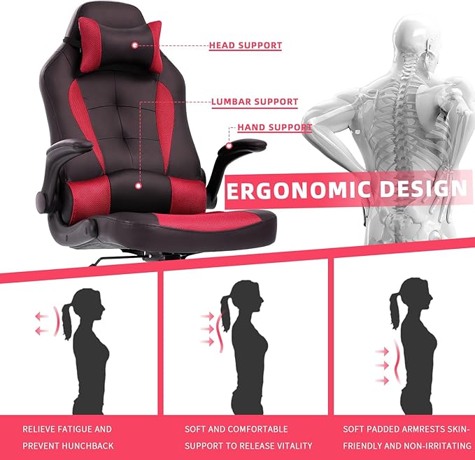 Gamer Chair PC Gaming Chairs for Adults Computer Chair Massage Chair Computer Chairs Video Game Chair for Adults Chair Gaming with Lumbar Support and Headrest for Adults Women Men