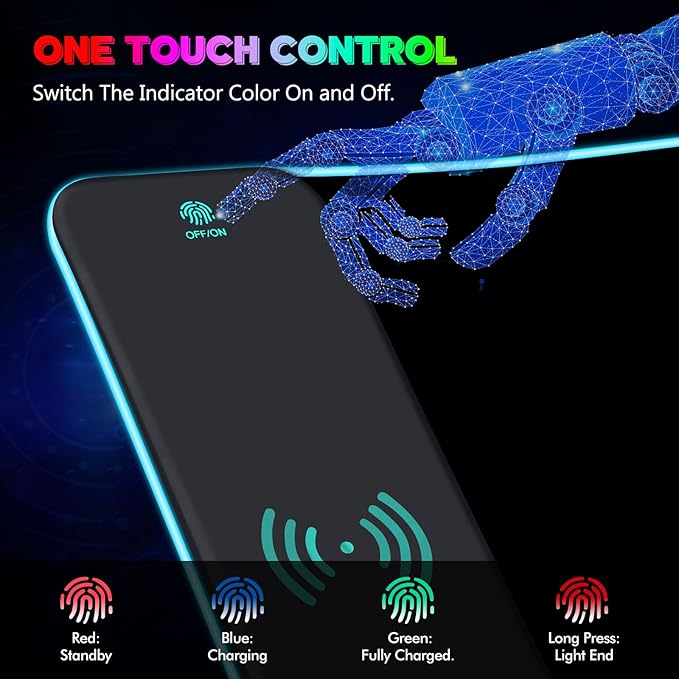 RGB Gaming Mouse Pad with Wireless Charging Large LED Mouse Pad with 10 Light Modes Extended Keyboard Pad Non-Slip Rubber BaseWaterproof Desk Pad for Home Office Black