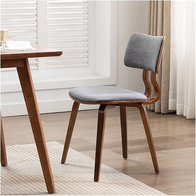Adjustable Office Computer Chair with Armrest Solid Wood Dining Chairs Kitchen Bedroom Backrest Chair Home Furniture Stool Hotel Restaurant Chair(Walnut Grey)