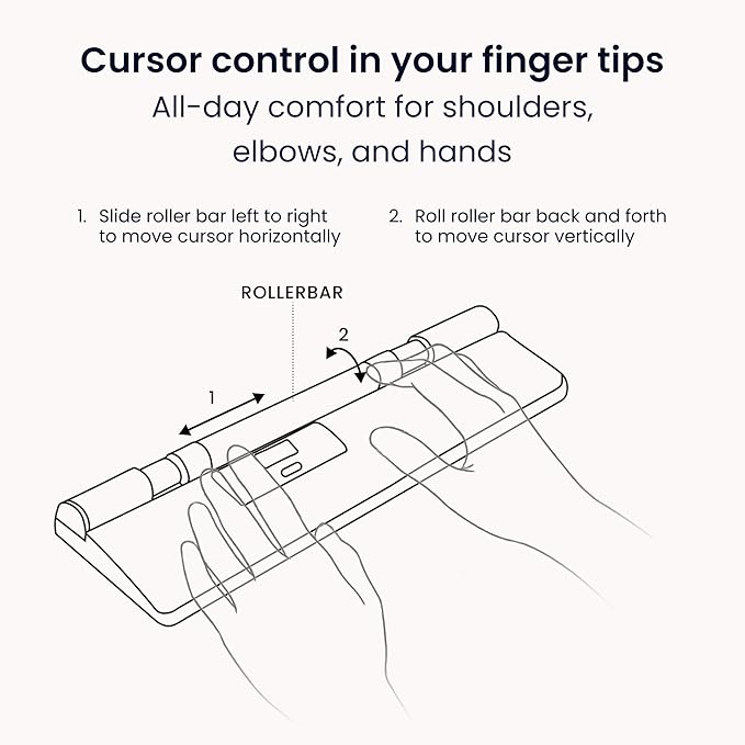 Contour RollerMouse Pro Ergonomic Central Rollerbar Design for Neck Shoulder &amp Wrist Pain Relief 6 Programmable Buttons 600-2800 DPI Productivity Plug &amp Play Mac &amp PC - Wireless - Slim