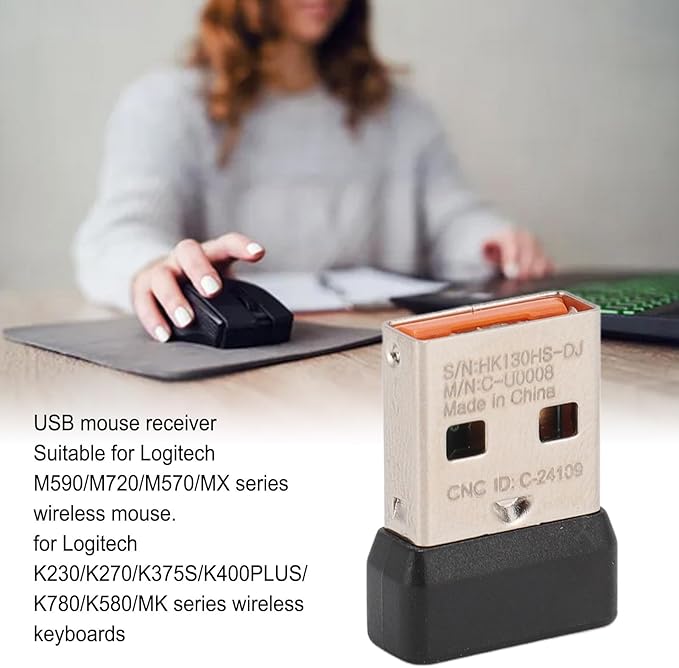 USB Receiver for Mouse 2.4G USB Receiver for K230 K270 K375S K400PLUS K780 K580 MK Replacement Dongle Adapter with Pad