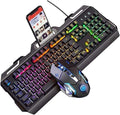 Gaming Keyboard and Mouse Combo Mechanical Gaming Keyboard RGB LED Rainbow Backlit Wired Keyboard for Laptop Gaming PC 104 Keys Black