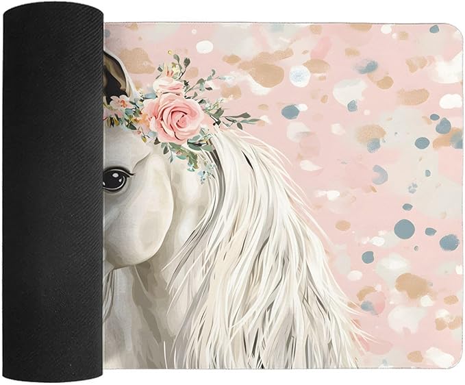XXL Gaming Mouse Pad Animal Horse Flower XXL Gaming Mouse Pad Large Desk Mat Protector for Desktop Anti-Slip Rubber Extended Computer Keyboard Mat Writing Pad for Work Office 15.7 * 35.4 inB-1775