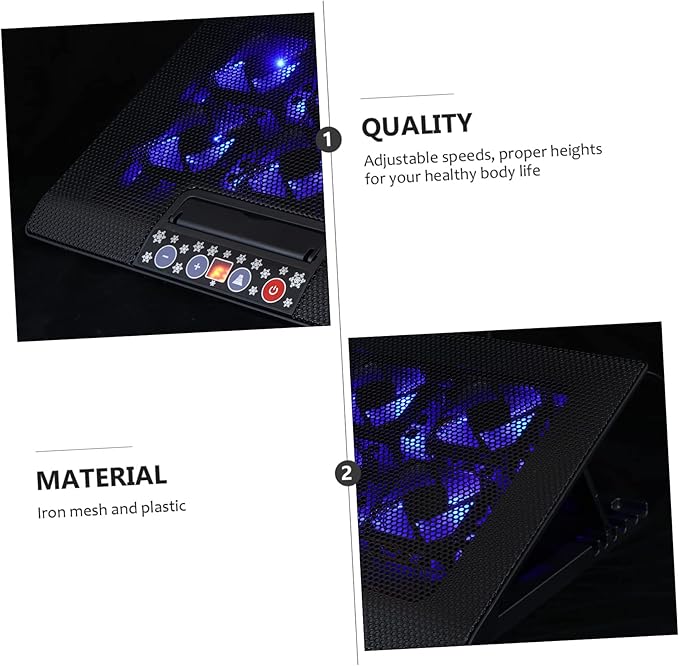 DOITOOL Multi-Angle Adjustable Laptop Cooling Rack Six Quiet Fans Laptop Cooler Stand for Enhanced Performance Portable Desktop Accessory for Gaming and Work