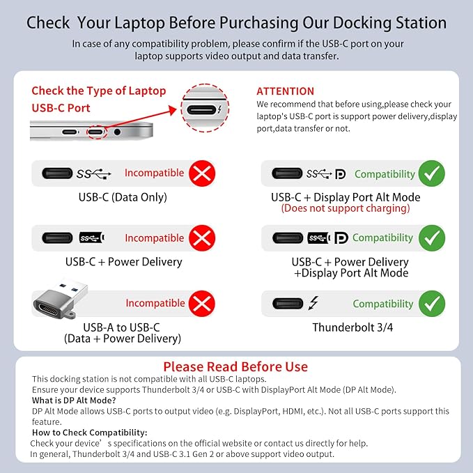 Docking Station 3 Monitors for HP/Dell/Lenovo/MacBook Laptop13 in 1 USB C Hub Computer Docking Station for Laptop with Dual HDMIVGAUSB 3.0Fast Charging PortSD/TF Card Reader3.5mm Audio