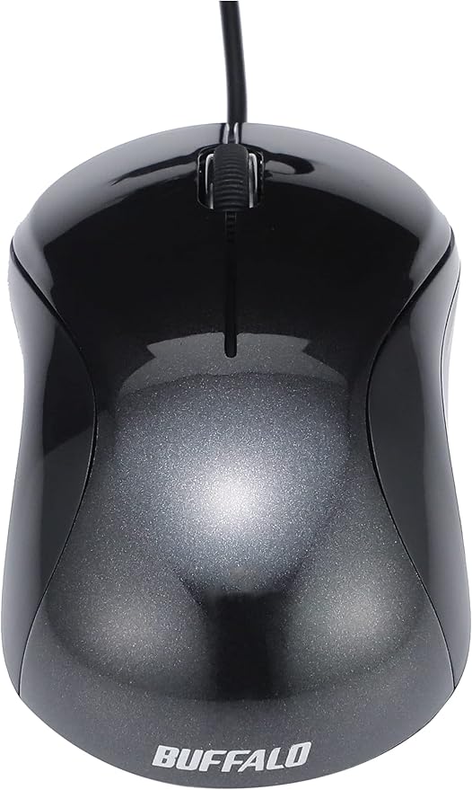 BUFFALO BSMBU108BK Wired BlueLED Silent USB 3-Button Mouse Black