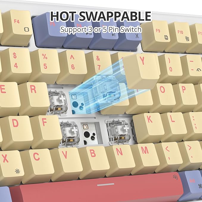 75% Wired Mechanical Gaming Keyboard Hot Swappable Gasket Mount White Switch 82 Keys TKL NKRO Creamy for PC Laptop Windows Gamer (Marshmallow)