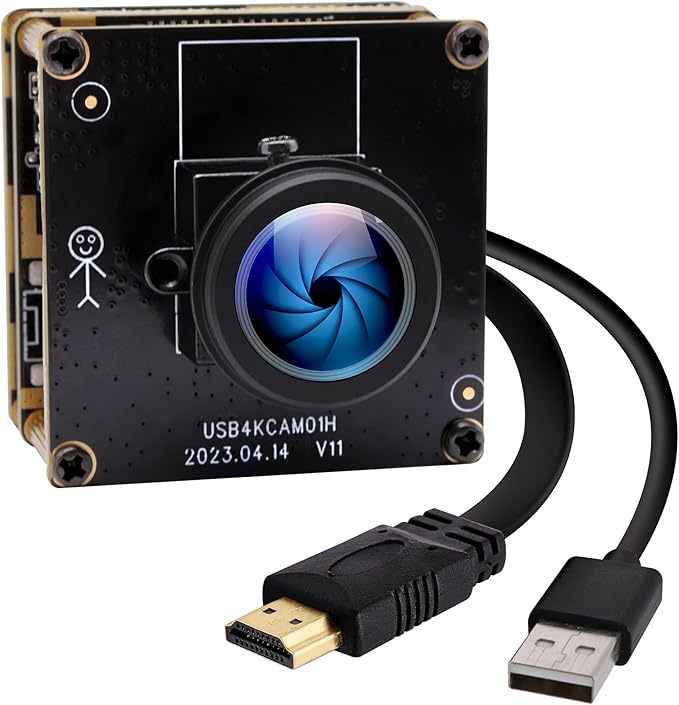 HDMI 4K Webcam - USB HDMI Simultaneous Output Streaming Camera - 2X Digital Zoom 180 Degree Fisheye Lens - PC Camera for Raspberry Pi Jetson Nano Laptop Online Teaching