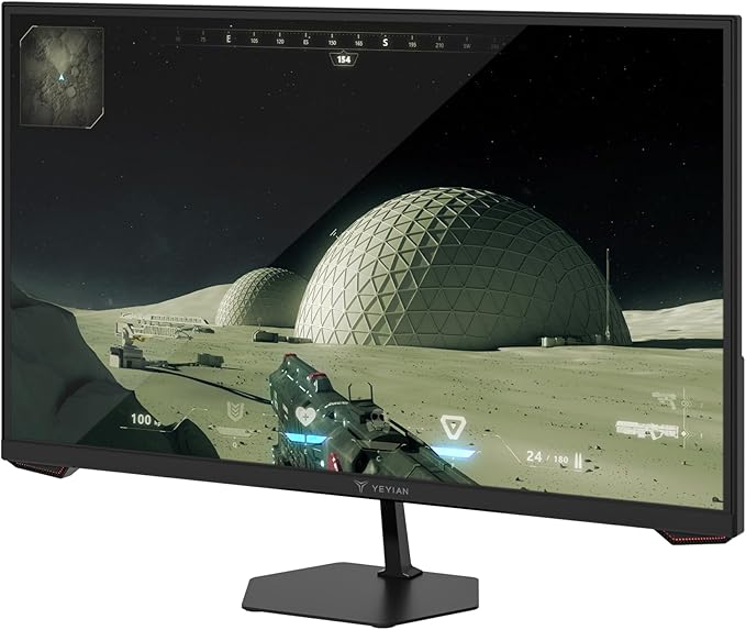 YEYIAN 27” Gaming Monitor 1080p FHD 180Hz Fast IPS 1ms Response 97% sRGB HDR10 FreeSync &amp G‑Sync Compatible Ultra‑Slim Bezel HDMI 2.0 + DP 1.4 178° Wide View Tilt Adjustable