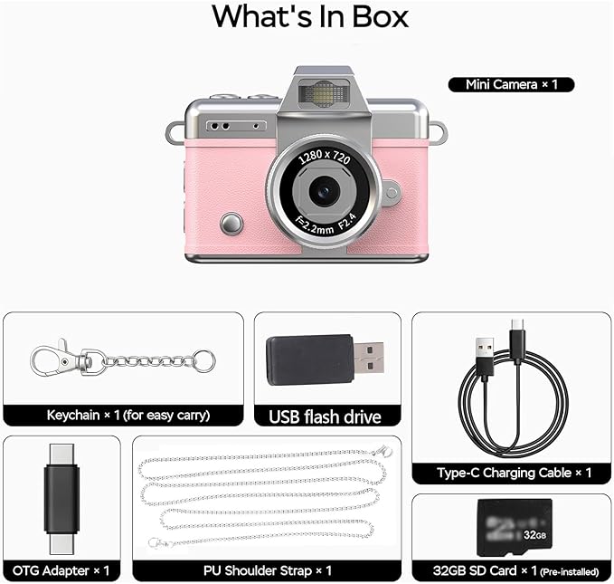 Lightweight Keychain Camera 25g Compact Size 1080P Video 32GB Storage Portable for Travel Parties Accessory Lightweight