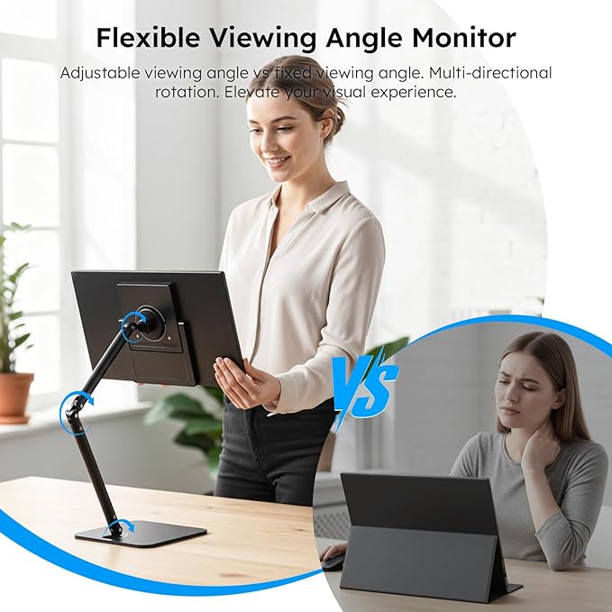 Portable Monitor 15.6 FHD 1080P IPS Travel Monitor for Laptop Foldable Stand &amp Carry Case Included USB-C Screen Extender for Laptop Mac PC Phone Xbox PS4/5 Switch