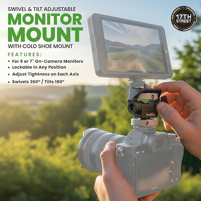 Atomos Shinobi 7-Inch 4K Photo and Video Portable Monitor | 1920 x 1200 Touchscreen Display Video Monitors with HDMI 2.0 in/Out | SmallRig Swivel &amp Tilt Cold Shoe Mount Battery &amp Charger Bund