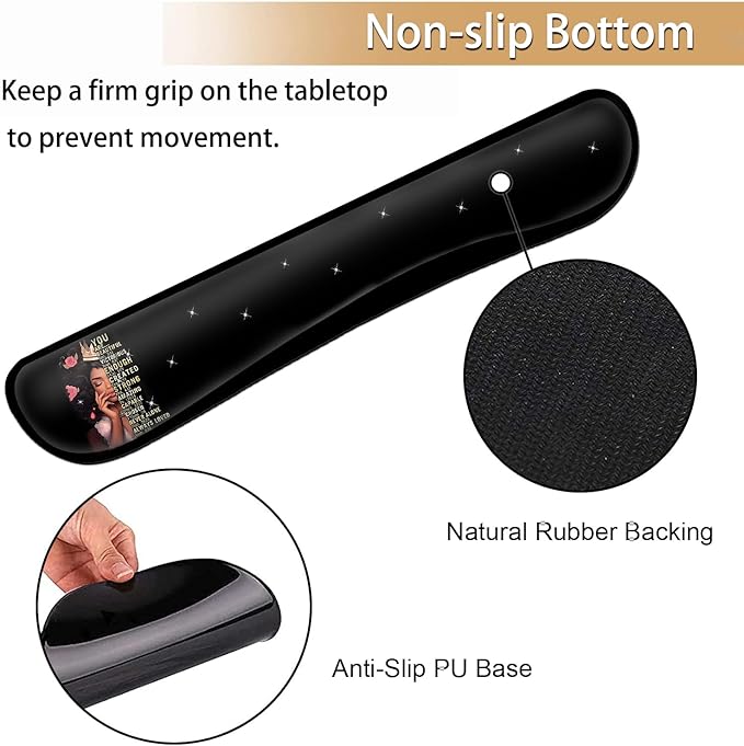 Ergonomic Gaming Mouse Pad Wrist Support and Memory Foam Keyboard Wrist Rest with Anti-Slip Base for Home Office Computer Desk Pad Gel Black Mouse Pad Easy Typing African American Women Black Girl