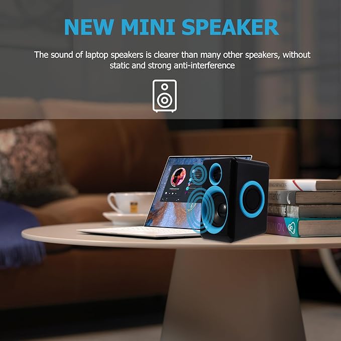 Homoyoyo Mini USB 2.0 Desktop Computer Speakers for PC and Notebook Compact Surround Sound Box with Dc5v Power Home Office Audio Accessories