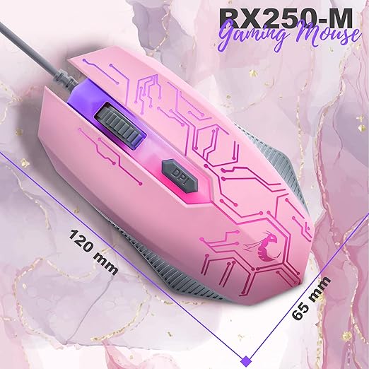 Pink Gaming Keyboard and Mouse Headset Headphones and Mouse pad Wired LED RGB Backlight Bundle Pink PC Accessories for Gamers and Xbox and PS4 PS5 Nintendo Switch Users - 4in1 Edition Hornet RX-250