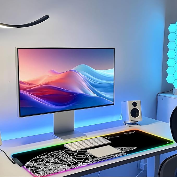 RGB Mousepad LED Desk Mat Gaming Large Keyboard Cute Desktop Computer Laptop 14 Light XXL Long Giant Big Cool Modern Design Unique for Men Boys Gamer Oversized Wide 30x12'' Mousepad Wars