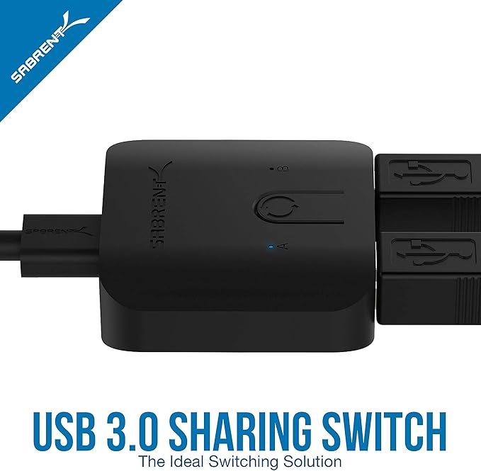 SABRENT USB 3.0 Sharing Switch and Hub for Multiple Computers and Peripherals with 3-Port Aluminum Mini USB 3.0 Hub and 6-Pack 3ft Micro USB Cables