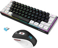 Snpurdiri 2.4G Wireless Gaming Keyboard and Mouse Combo Include Small 60% Merchanical Feel Keyboard Ergonomic Design Mini Wireless Mouse(White and Black)