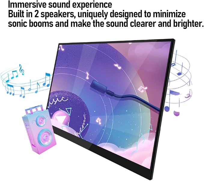 Portable Monitor 11.6 2.5K 120Hz FHD Touchscreen Built in Speakers Multimedia Interface Second External Screen for Laptop PC