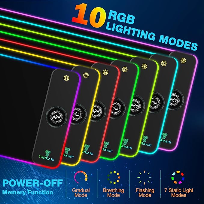 TARKARI Magnetic Wireless Charging RGB Mouse Pad Large Gaming Desk Mat 31.5x11.8 Waterproof Mousepad Ultra-Smooth Surface Non-Slip Rubber Base Desk Pad for Keyboard Laptop
