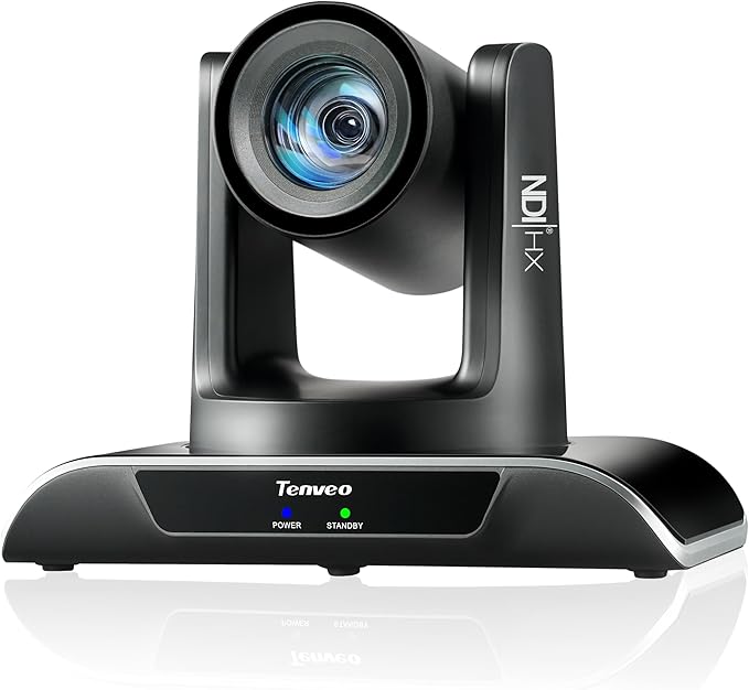 Tenveo NDI PTZ Camera AI Humanoid &amp Face Auto-Tracking HDMI/LAN/USB3.0 PoE PTZ Camera 20X Optical Zoom IP Live Streaming FHD 1080P 60FPS for Church Services Worship Video Conference Live Stream