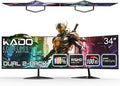 Kado Dual Gaming Monitor Setup - 2-Pack 34 100Hz Ultrawide 21:9 3440x1440 WQHD Computer Monitor 103% sRGB Stacked Gaming AMD FreeSync Premium VESA Mount HDMI DisplayPort Built-in Speakers