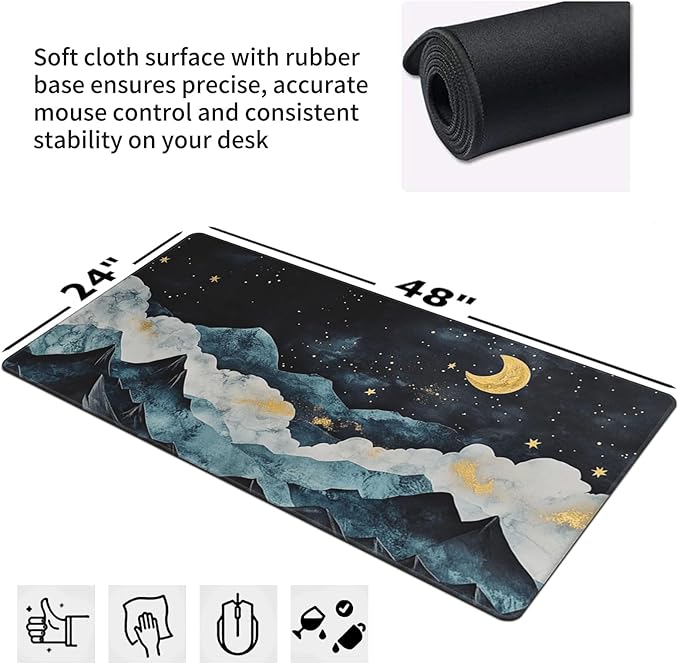 3XL Huge Gaming Mouse Pad Oversized (48x24) - Extra Large XXXXL Mouse Pads for Full Desk Mountain Mousepad with Stitched Edges Non-Slip Rubber Base Desk Mat for Laptop Computer &amp PC