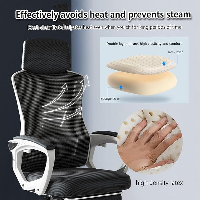 Reclining Gaming Chair Retractable Footrest with Adjustable Lumbar Support Desk Chair Leg Rest for HomeBedroomStudyStudentAdultsBlack