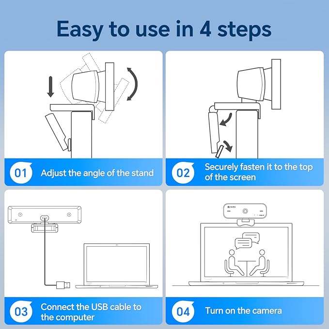 2.5K Webcam for PC Auto Focus Privacy Cover Tripod Stand Professional Webcam with Microphone for Conferencing and Streaming