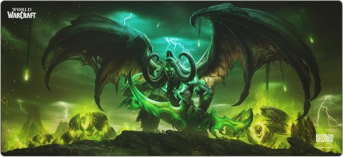 World of Warcraft Illidan Gaming Mouse Pad Computer Mouse Mat Flat Stitched Edge Non-Slip Rubber Base Gamers &amp Office Use 35 x 16 - Officially Licensed