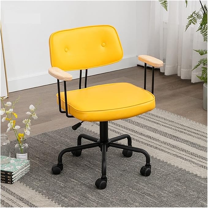 Adjustable Office Computer Chair with Armrest Office Chairs Office Furniture Home Soft Cushion Computer Armchair Lift Swivel Gaming Chair(Brown-armrest)