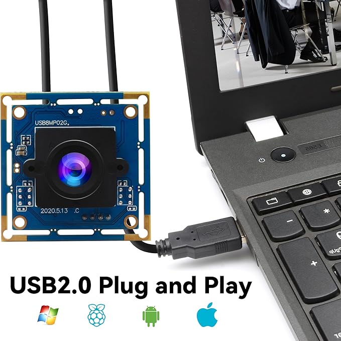 USB Camera Module 8MP 3264x2448 HD USB Webcam Board with 2.1mm Lens IMX179 Sensor Embedded Camera UVC Plug &amp Play for 3D Printer/Industrial Machine/Robot Compatible with Windows/Linux/Mac/Androi