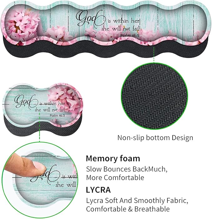 Mouse Pad Set Large Gaming Mouse Pad + Keyboard Wrist Rest Support + Mouse Wrist Cushion + Coaster Non-Slip Rubber Base 31.5 x 11.8 in Extended Desk Mat for Office Psalm 46-5 Pink Hyacinth