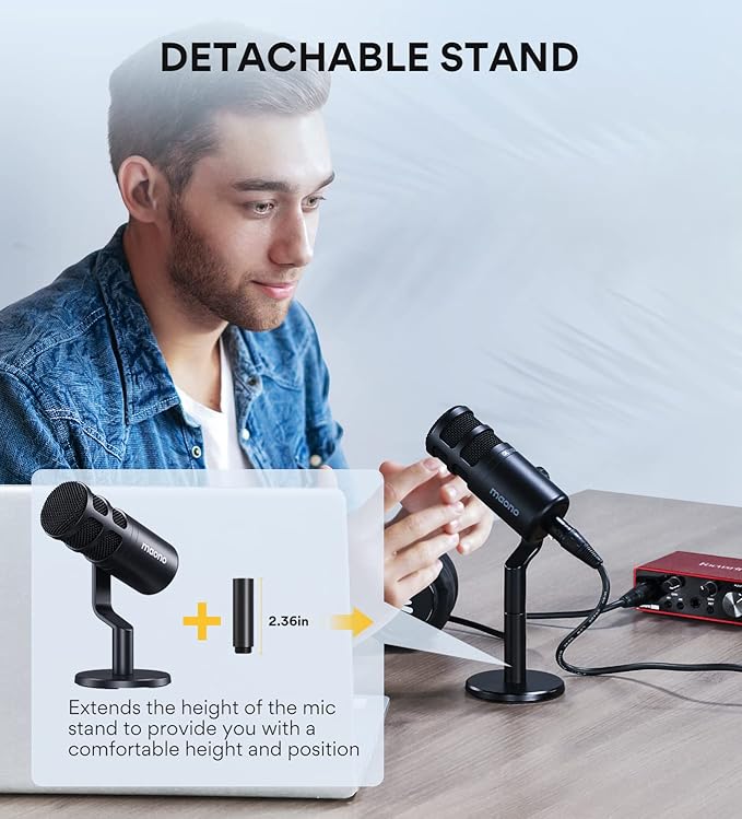 MAONO XLR Podcast Microphone Cardioid Studio Dynamic Mic for Vocal Recording Streaming Voice-Over Voice Isolation Technology Metal Mic Works for Audio Interface Mixer Sound Card-PD100