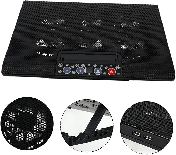 DOITOOL Multi-Angle Adjustable Laptop Cooling Rack Six Quiet Fans Laptop Cooler Stand for Enhanced Performance Portable Desktop Accessory for Gaming and Work