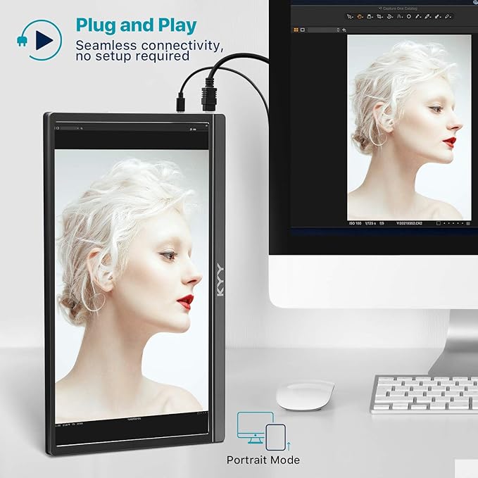 KYY Portable Monitor 15.6inch 1080P FHD USB-C HDMI Computer Display HDR IPS Gaming Monitor w/Premium Smart Cover &amp Screen Protector Speakers for Laptop PC MAC Phone PS4 Xbox Switch