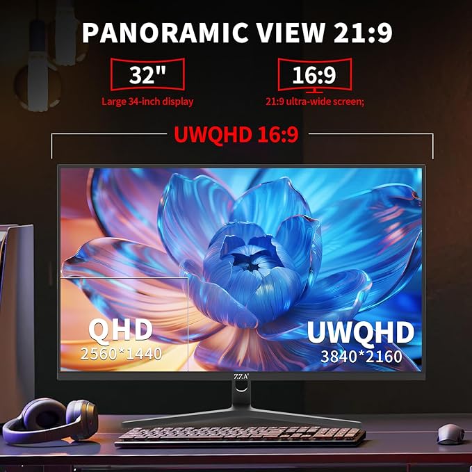 ZZA 32 Inch Computer Monitor 4K UHD Ultra-Clear (3840×2160p) IPS Screen 100% sRGBHDR10178° Viewing Angle Display Port/HDMI Compatible with Wall mounting 100 * 100MM